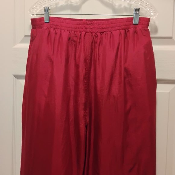 NWT Vintage EVR 80s 90s 100% Silk Windbreaker SweatSuit Red Quilted Studded Sz L - Picture 7 of 14